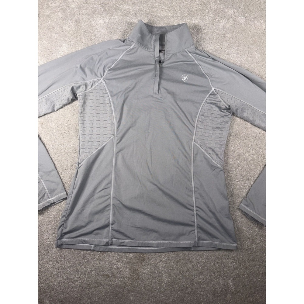 AriatTek Women's Cold Series Pullover Shirt Large Gray, Quarter Zip, Stretch - Picture 2 of 9
